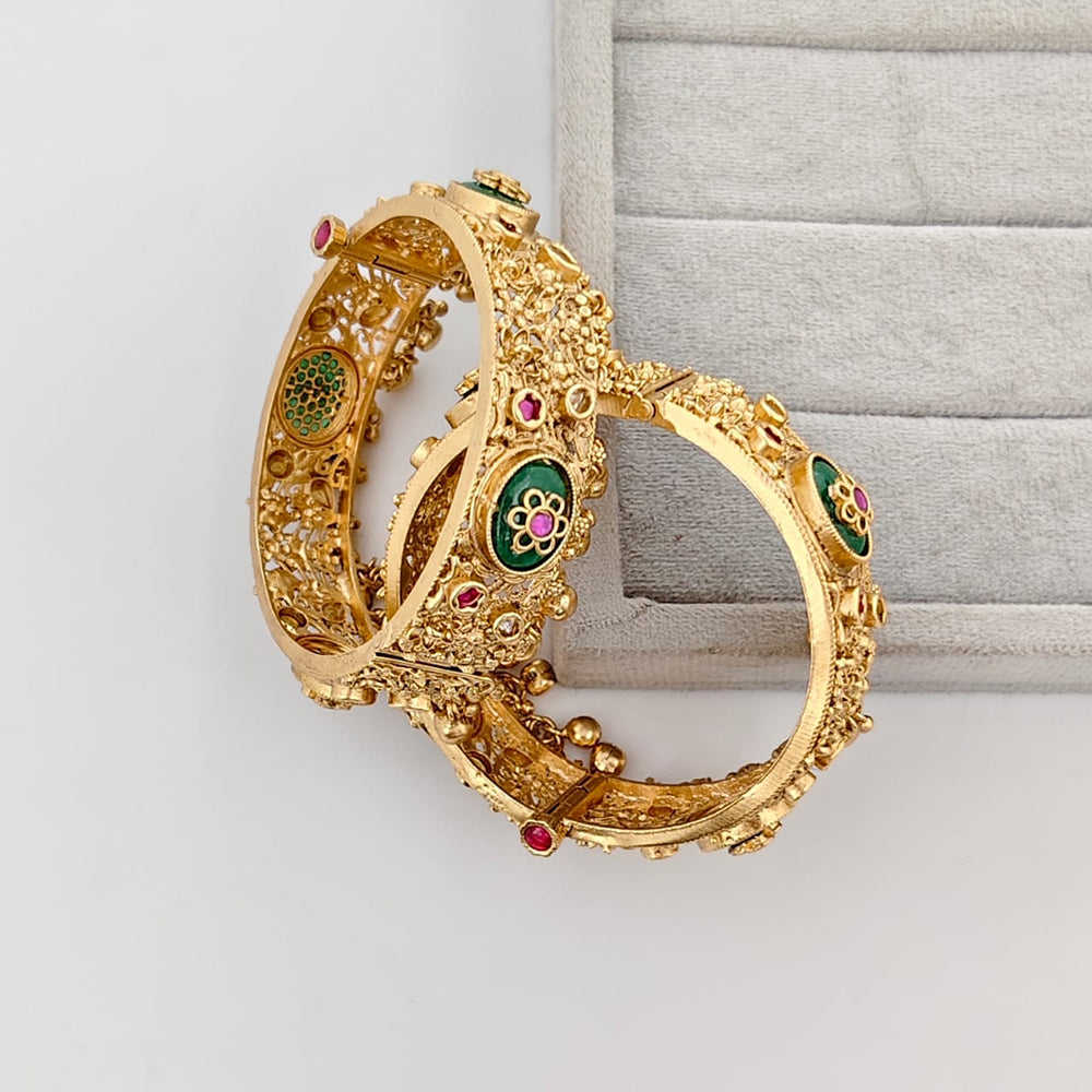 Rajwadi Collection Premium Pota Stone Openable Bangles Set