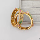 Rajwadi Collection Premium Pota Stone And Pearl Openable Bangles Set