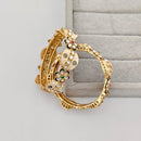Rajwadi Collection Premium Pota Stone And Meenakari Openable Bangles Set