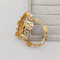 Rajwadi Collection Premium Pota Stone And Meenakari Openable Bangles Set