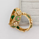 Rajwadi Collection Premium Pota Stone And Meenakari Openable Bangles Set