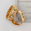 Rajwadi Collection Premium Pota Stone And Pearl Meenakari Openable Bangles Set