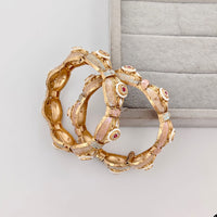 Rajwadi Collection Premium Pota Stone And Pearl Meenakari Openable Bangles Set