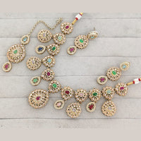Rajwadi Collection Luxury Crystal Stone And Pearl Necklace Set