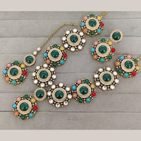 Rajwadi Collection Designer Navratan Monalisa Designer Necklace Set   