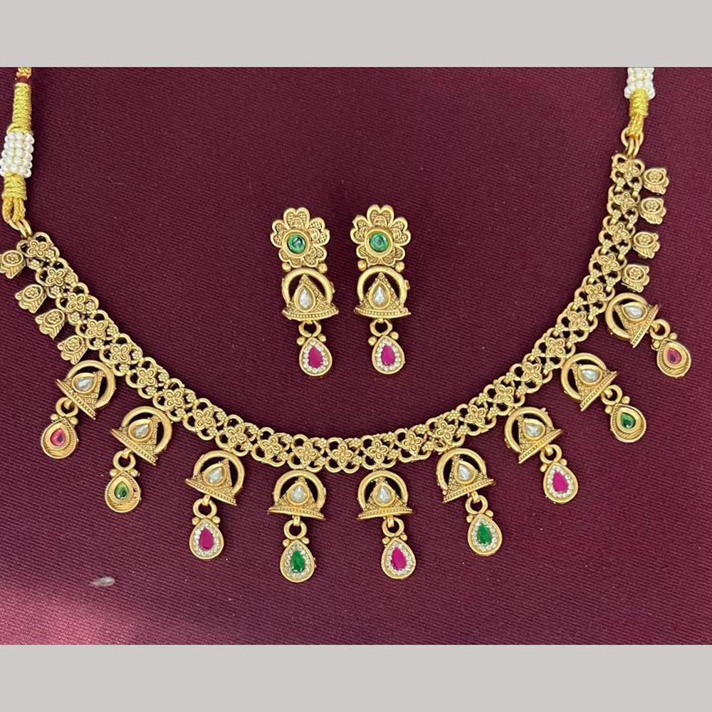Rajwadi Collection Designer Pota Stone And Austrian Stone Necklace Set