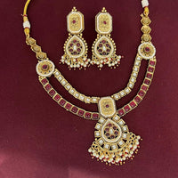 Rajwadi Collection Designer Pota Stone And Pearl Necklace Set
