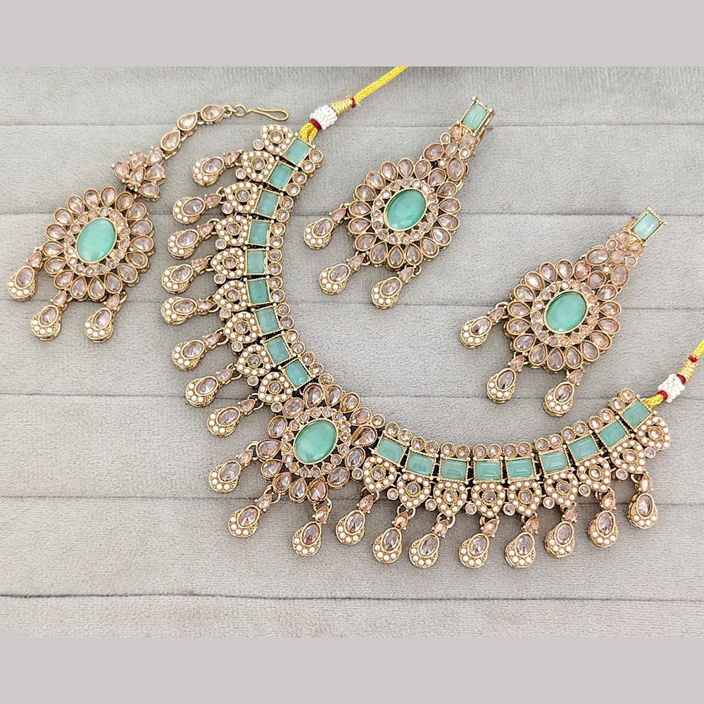 Rajwadi Collection Luxury Crystal Stone And Pearl Designer Necklace Set