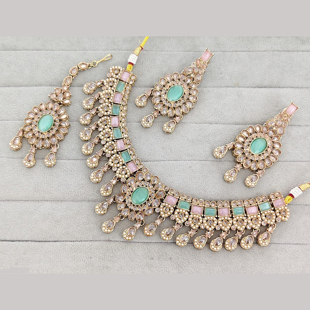 Rajwadi Collection Luxury Crystal Stone And Pearl Designer Necklace Set