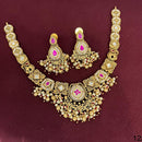 Rajwadi Collection Designer Pota Stone And Pearl Necklace Set
