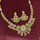 Rajwadi Collection Designer Pota Stone And Pearl Necklace Set