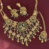 Rajwadi Collection Designer Pota Stone And Pearl Necklace Set