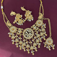 Rajwadi Collection Designer Pota Stone And Pearl Necklace Set
