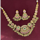 Rajwadi Collection Designer Pota Stone And Pearl Necklace Set