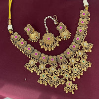 Rajwadi Collection Designer Pota Stone And Pearl Necklace Set