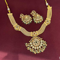 Rajwadi Collection Designer Pota Stone And Pearl Necklace Set