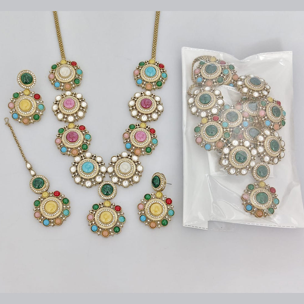 Rajwadi Collection Designer Pota Stone Necklace Set