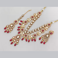 Rajwadi Collection Designer Pota Stone And Pearl Necklace Set