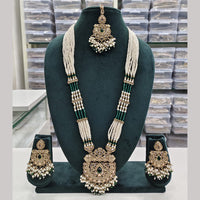Rajwadi Collection Designer Crystal Stone And Beads Long Necklace Set