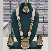 Rajwadi Collection Designer Crystal Stone And Beads Long Necklace Set