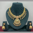 Rajwadi Collection Designer Pota Stone And Pearl Necklace Set