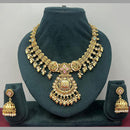 Rajwadi Collection Designer Pota Stone And Pearl Necklace Set