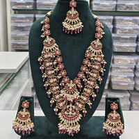 Rajwadi Collection Designer Pota Stone And Pearl Long Necklace Set