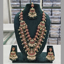 Rajwadi Collection Designer Pota Stone And Pearl Long Necklace Set