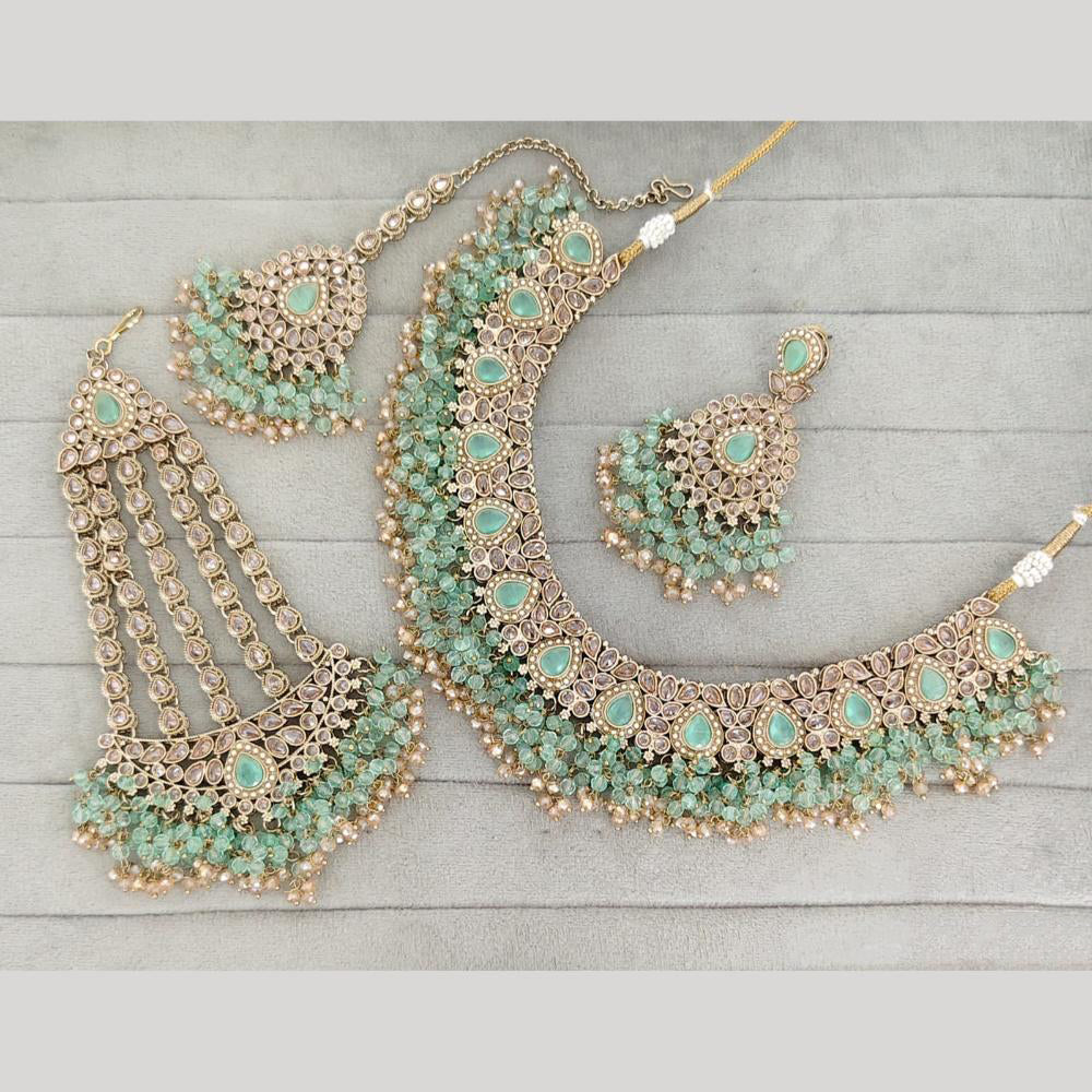 Rajwadi Collection Luxury Crystal Stone And Pearl Designer Necklace Set