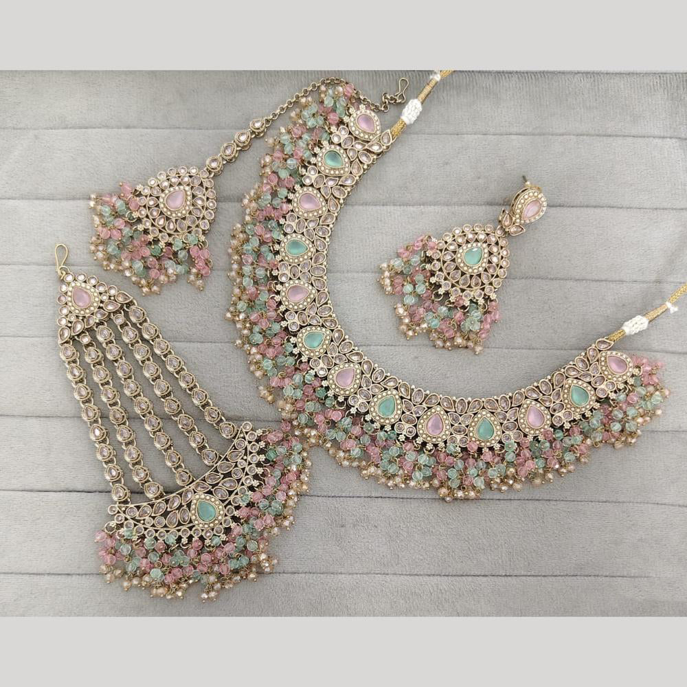 Rajwadi Collection Luxury Crystal Stone And Pearl Designer Necklace Set