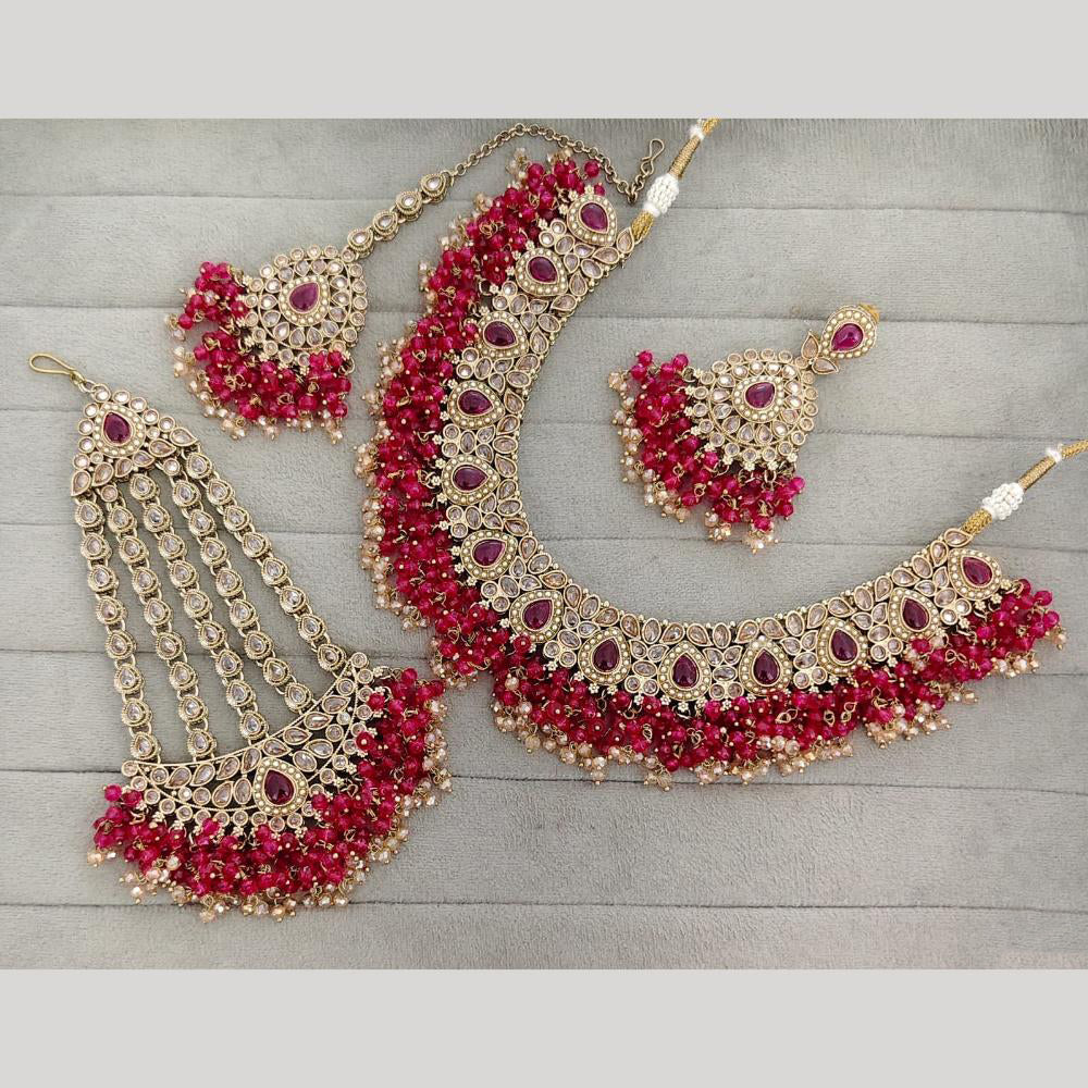 Rajwadi Collection Luxury Crystal Stone And Pearl Designer Necklace Set