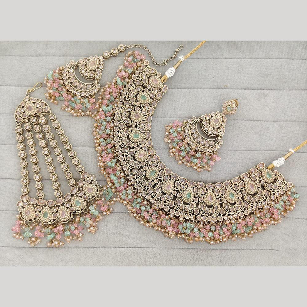 Rajwadi Collection Luxury Crystal Stone And Pearl Designer Necklace Set