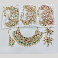 Rajwadi Collection Luxury Pota Stone And Pearl Designer Necklace Set