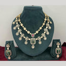 Rajwadi Collection Stylish Pota Stone And Polki Kundan Necklace Set 