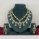 Rajwadi Collection Stylish Pota Stone And Polki Kundan Necklace Set
