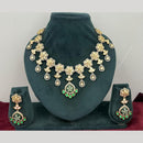 Rajwadi Collection Stylish Pota Stone And Polki Kundan Necklace Set