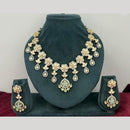 Rajwadi Collection Stylish Pota Stone And Polki Kundan Necklace Set
