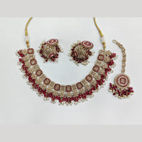 Rajwadi Collection Luxury Crystal Stone And Pearl Designer Necklace Set