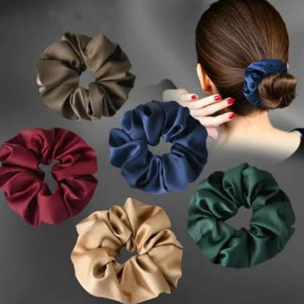 VF Collection Premium Quality Satin Silk Scrunchie (10 Color 50 Piece Set)