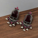 Maharani Jewels Oxidised Plated Pota Stone And Pearl Dangler Earrings