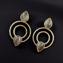 Maharani Jewels Gold Plated Pota Stone Dangler Earrings