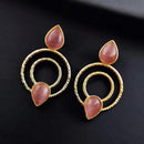 Maharani Jewels Gold Plated Pota Stone Dangler Earrings