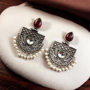 Maharani Jewels Oxidised Plated Pota Stone Dangler Earrings