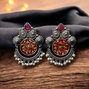 Maharani Jewels Oxidised Plated Pota Stone And Meenakari Dangler Earrings