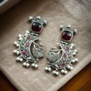 Maharani Jewels Oxidised Plated Pota Stone And Pearls Dangler Earrings