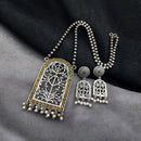 Maharani Jewels Oxidised Plated Pota Stone Necklace Set