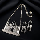 Maharani Jewels Oxidised Plated Pota Stone Necklace Set