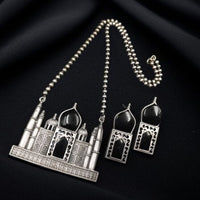 Maharani Jewels Oxidised Plated Pota Stone Necklace Set