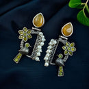 Maharani Jewels Oxidised Plated Pota Stone And Pearls Dangler Earrings