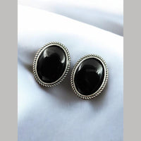 Maharani Jewels Oxidised Plated Pota Stone Stud Earrings